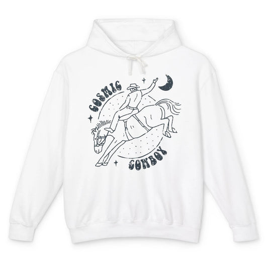 Retro Cowboy Riding Cosmic Cowboy Western Country Cowgirl Unisex Lightweight Hoodie