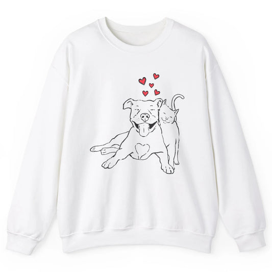 Pittie And Kitty Cute Pitbull Cats And Dogs Lovers Gift Unisex Crewneck Sweatshirt