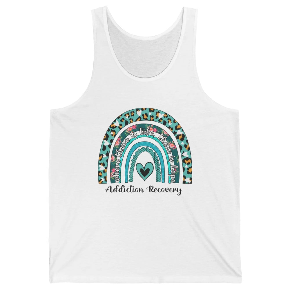 Addiction Recovery Awareness Rainbow Ribbon Blue Leopard Unisex Jersey Tank