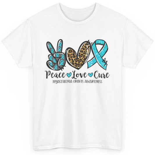 Myasthenia Gravis Awareness Ribbon Peace Love Cure Leopard Classic Unisex T-Shirt