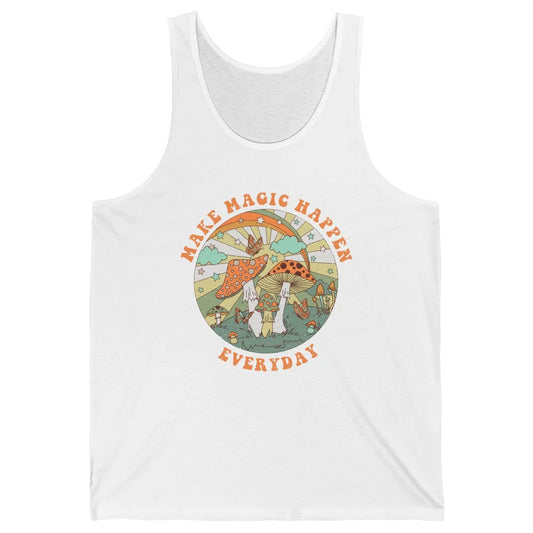 Retro Groovy Make Magic Happen Mushroom Hippie Botanical Unisex Jersey Tank
