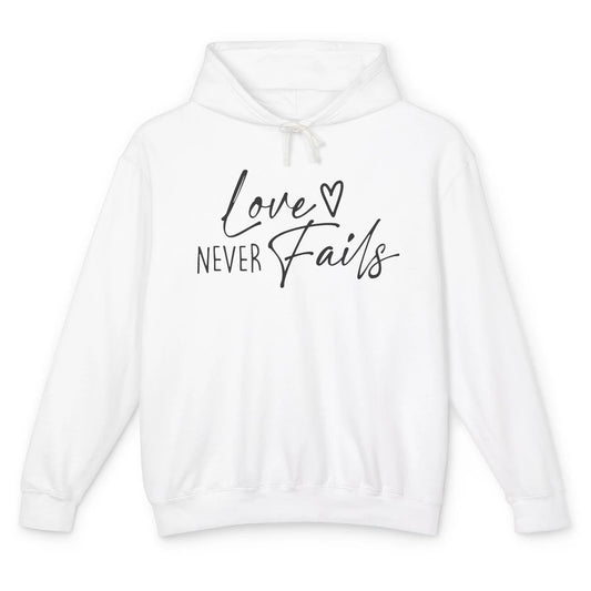 Love Never Fails Christian Religious Jesus God Believer Gift Unisex Lightweight Hoodie