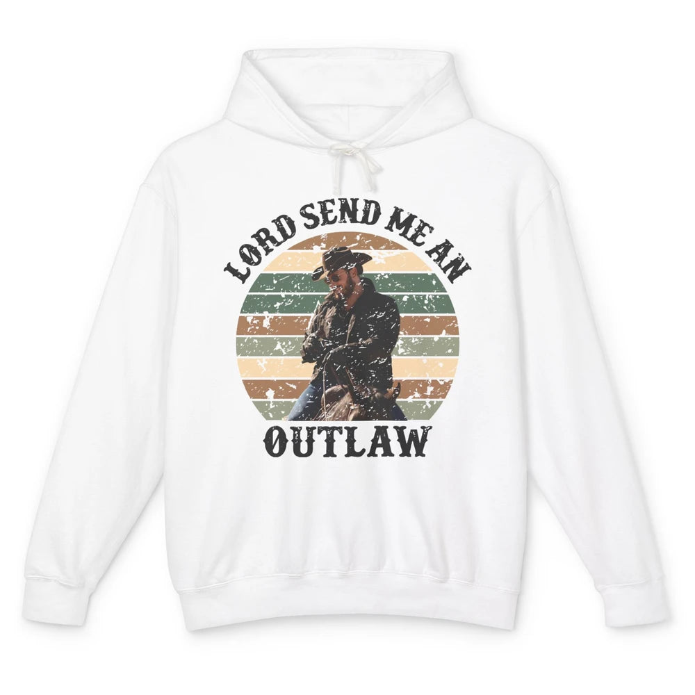 Retro Cowboy Horsing Lord Send Me An Outlaw Western Country Unisex Lightweight Hoodie