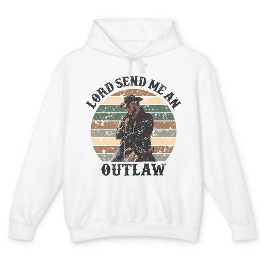 Retro Cowboy Horsing Lord Send Me An Outlaw Western Country Unisex Lightweight Hoodie