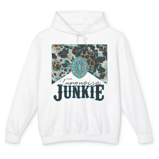 Retro Leopard Turquoise Junkie Gemstone Western Country Unisex Lightweight Hoodie