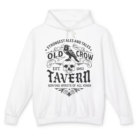 Old Crow Farmhouse Tavern Serving Spirit All Kinds Halloween Unisex Lightweight Hoodie
