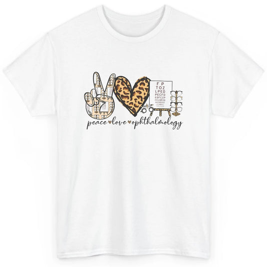 Peace Love Ophthalmology Leopard Heart Optician Optometrist Classic Unisex T-Shirt