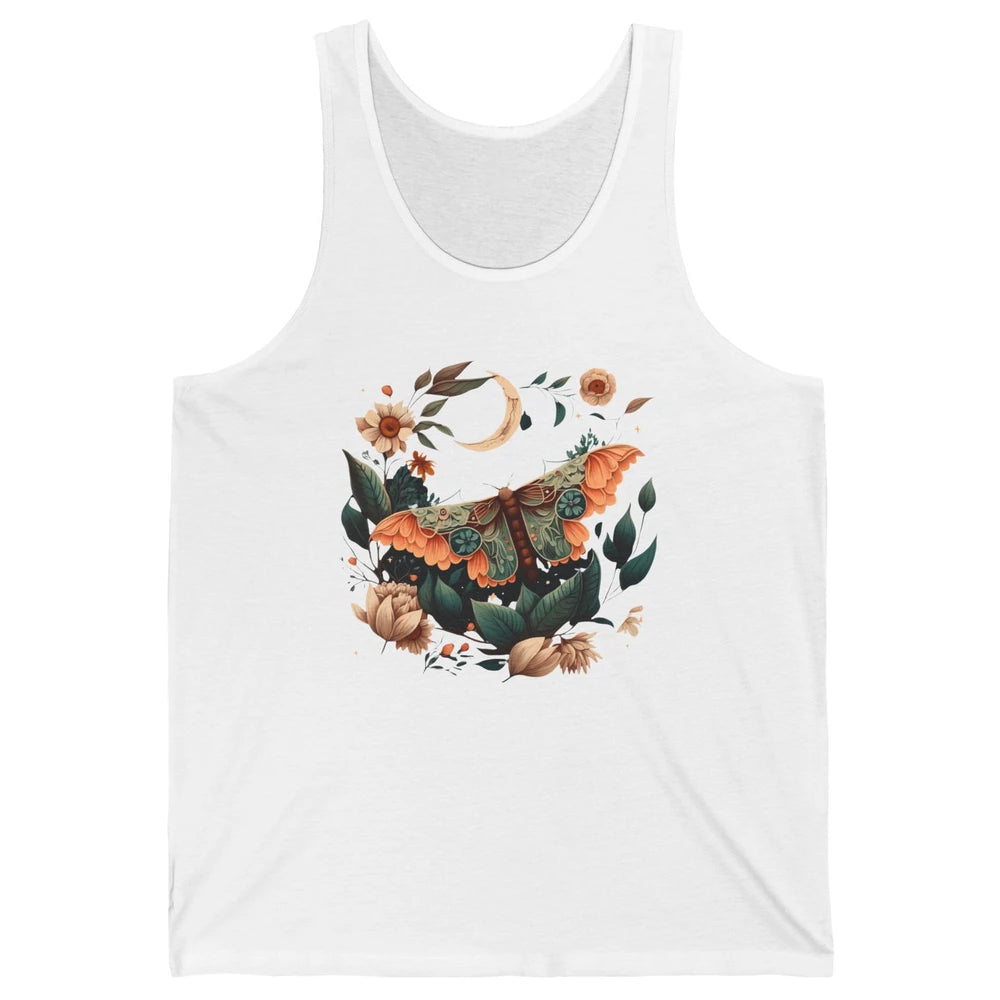 Retro Floral Moth Moon Butterfly Boho Moth Lovers Gift Unisex Jersey Tank