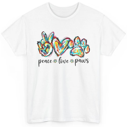 Peace Love Paws Cute Dog Cat Pet Mom Boho Rainbow Fur Lovers Classic Unisex T-Shirt
