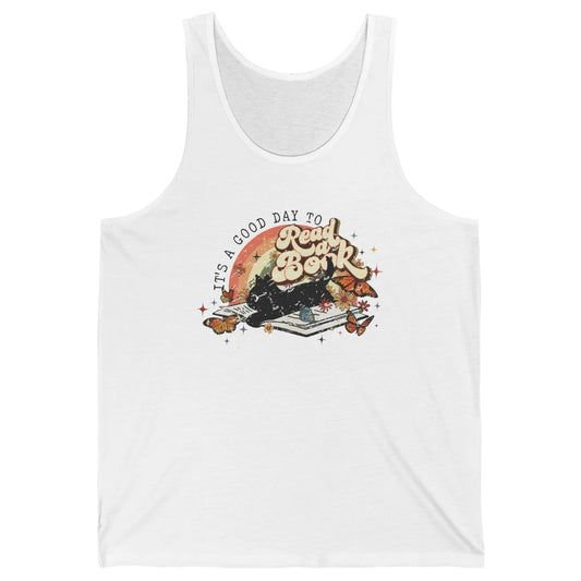 Retro Vintage Black Cat Its A Good Day To Read A Book Reader Unisex Jersey Tank
