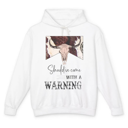 Retro Bull Skull Cowhide Should've Come With Warning Western Unisex Lightweight Hoodie