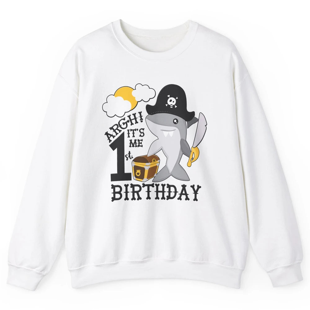 Pirate Shark 1st Birthday Party 1st Birthday Boy Girl Gift Unisex Crewneck Sweatshirt