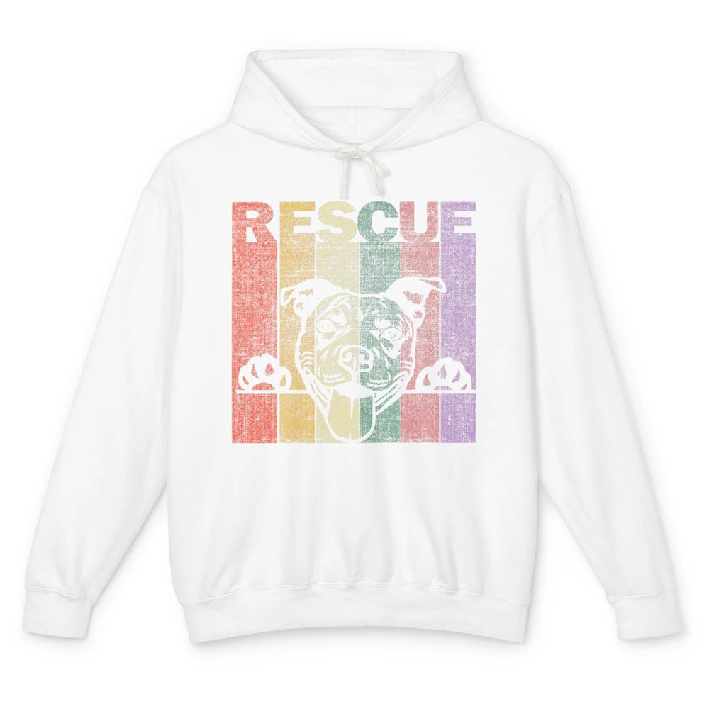 Rescue Dog Pitbull Puppy Adopt Vintage Funny Pet Rescuer Mom Unisex Lightweight Hoodie