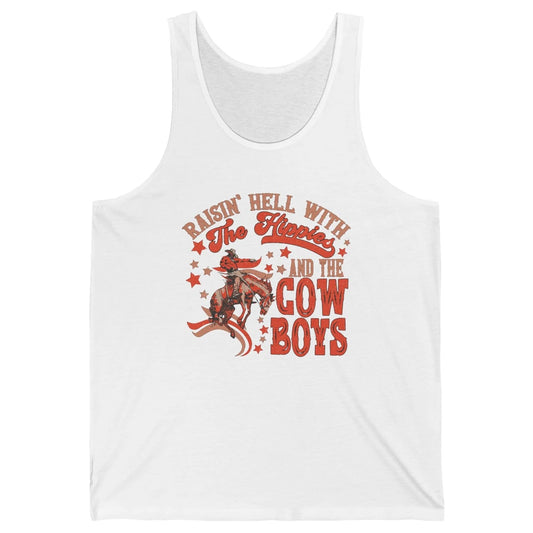 Retro Cowboy Horsing Rasing Hell With Hippie Western Country Unisex Jersey Tank