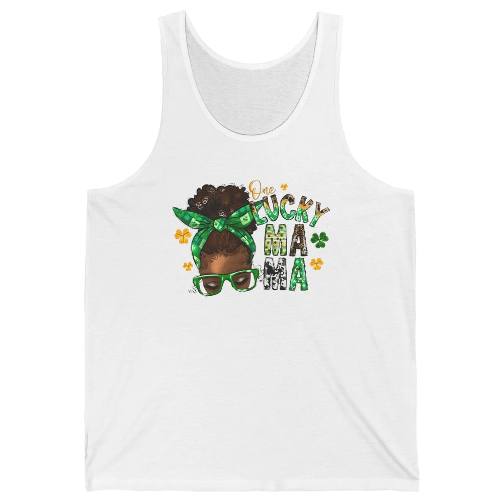 One Lucky Mama Afro Mom St Patrick's Day Black Mother Gift Unisex Jersey Tank