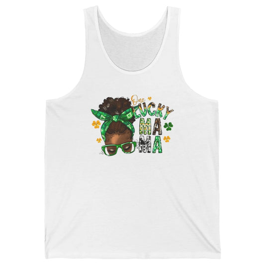 One Lucky Mama Afro Mom St Patrick's Day Black Mother Gift Unisex Jersey Tank