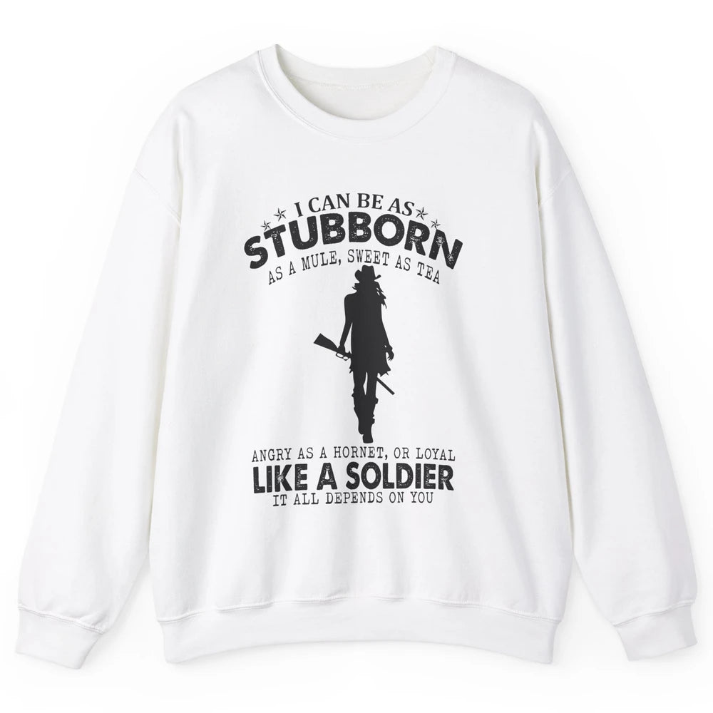 Retro Cowgirl Stubborn As Mule Sweet As Tea Western Country Unisex Crewneck Sweatshirt