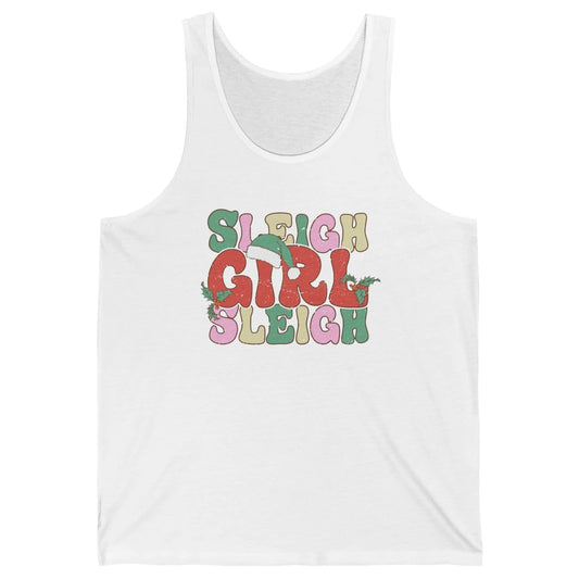 Retro Groovy Christmas Sleigh Girl Sleigh Santa Hat Winter Unisex Jersey Tank