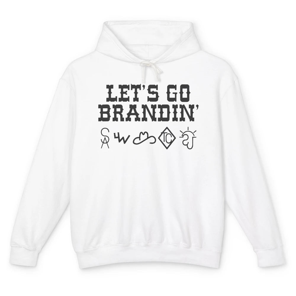 Retro Cowboy Hat Let's Go Brandin' Western Country Symbols Unisex Lightweight Hoodie