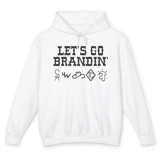 Retro Cowboy Hat Let's Go Brandin' Western Country Symbols Unisex Lightweight Hoodie