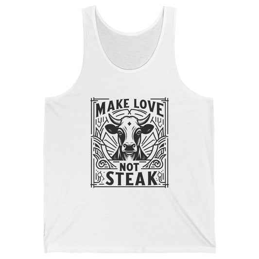 Funny Make Love Not Steak Cow Retro Sarcastic Vintage Cow Unisex Jersey Tank