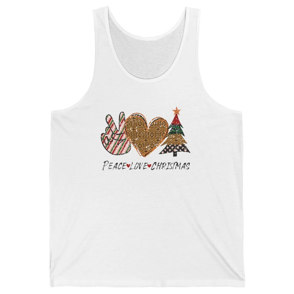Peace Love Christmas Leopard Merry Christmas Vintage Retro Unisex Jersey Tank