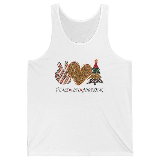 Peace Love Christmas Leopard Merry Christmas Vintage Retro Unisex Jersey Tank