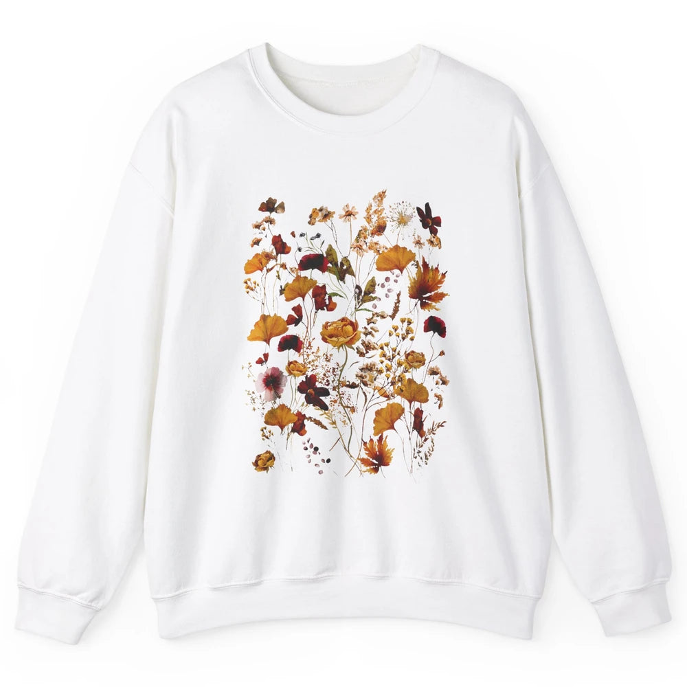 Pressed Flowers Plant Botanical Garden Wildflower Vintage Unisex Crewneck Sweatshirt