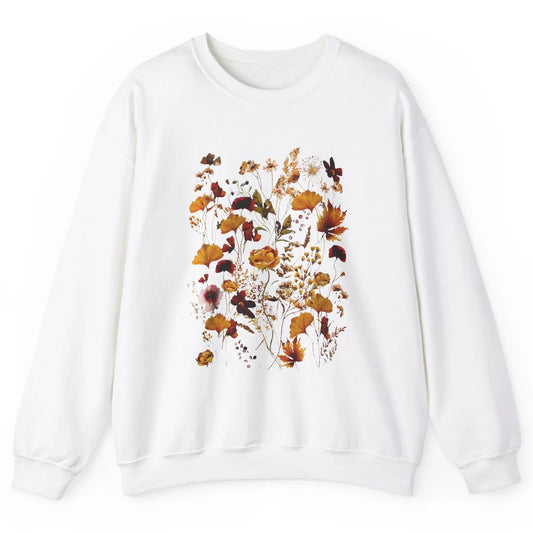 Pressed Flowers Plant Botanical Garden Wildflower Vintage Unisex Crewneck Sweatshirt