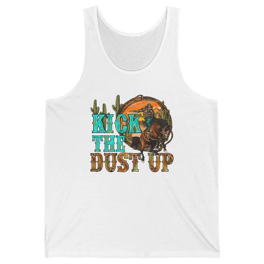 Retro Desert Cowboy Bucking Horse Kick The Dust Up Western Unisex Jersey Tank