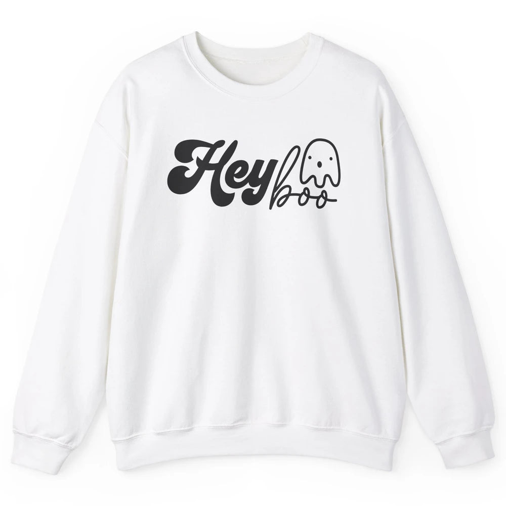 Funny Ghost Hey Boo Pumpkin Halloween Autumn Thanksgiving Unisex Crewneck Sweatshirt