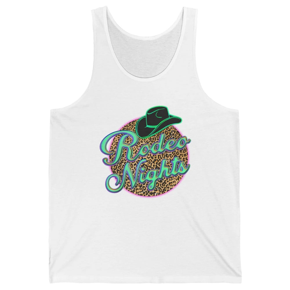Retro Leopard Cowboy Hat Rodeo Night Western Country Cowgirl Unisex Jersey Tank