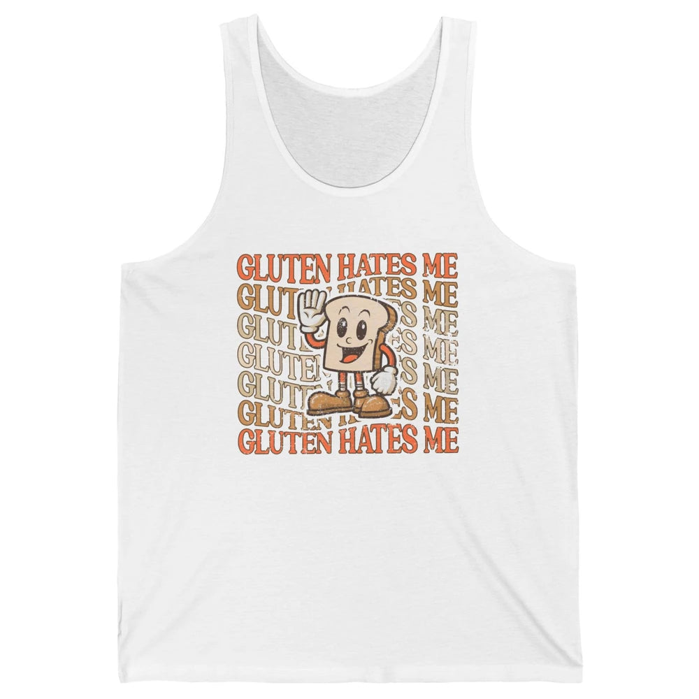 Funny Gluten Hates Me Retro Gluten Free Bread Celiac Disease Unisex Jersey Tank