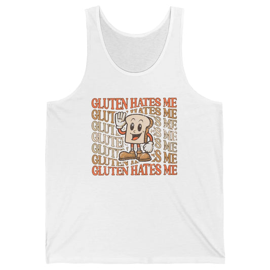 Funny Gluten Hates Me Retro Gluten Free Bread Celiac Disease Unisex Jersey Tank