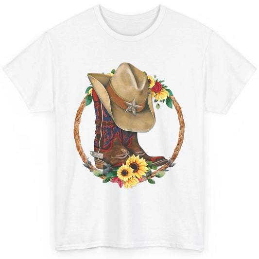 Retro Cowboy Boots Sunflower Let's Go Girls Western Cowgirls Classic Unisex T-Shirt