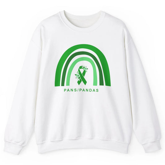 PANS/PANDAS Awareness Floral Green Ribbon Rainbow Pans Unisex Crewneck Sweatshirt