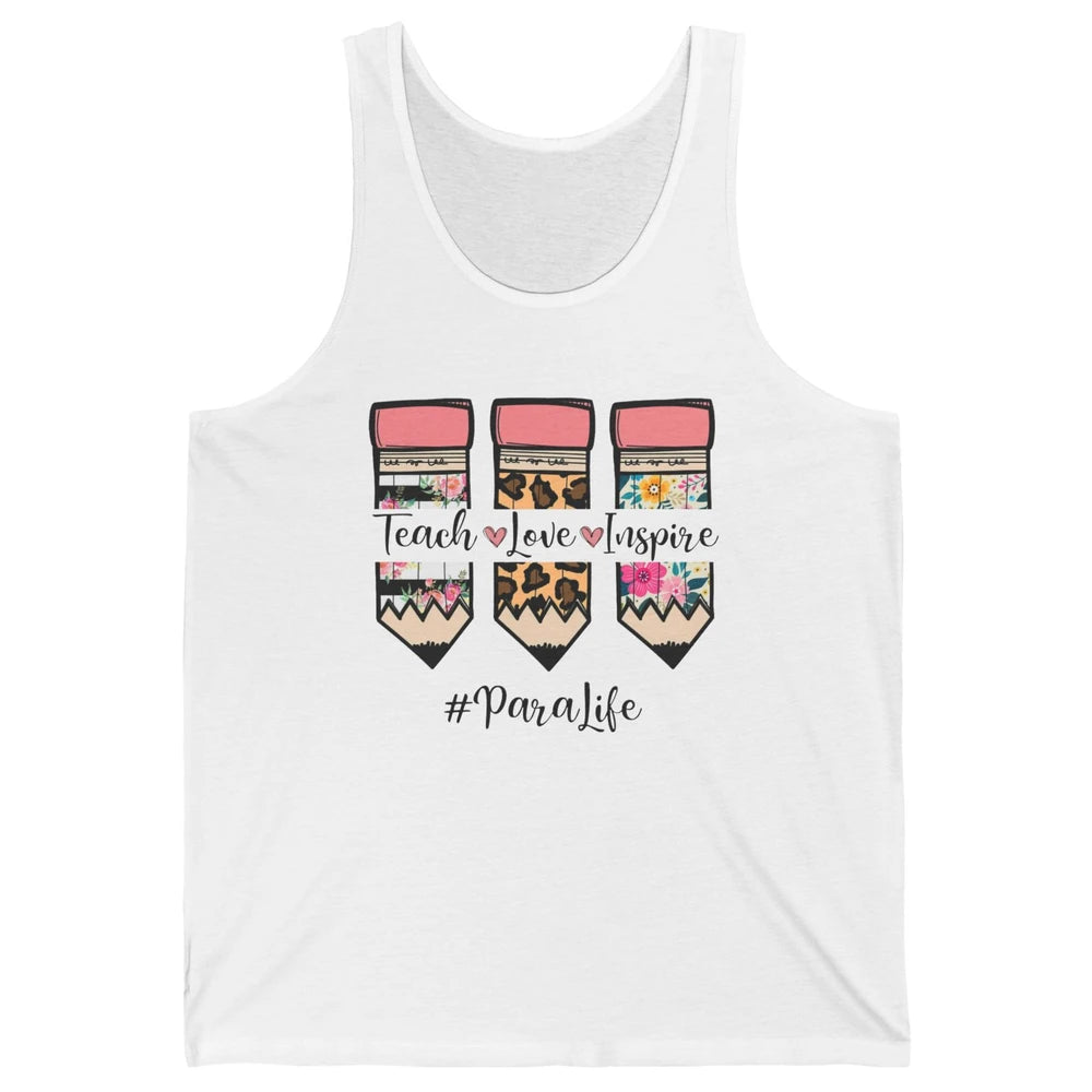 Floral Leopard Teach Love Inspire Para Life Para Teacher Unisex Jersey Tank