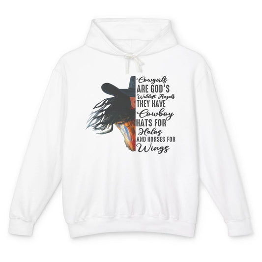 Retro Cowgirls Are God's Wildest Angel Western Country Rodeo Unisex Lightweight Hoodie