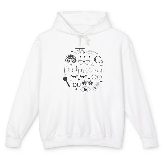 Optometry Symbols Eyeglasses Optician Optometrist Technician Unisex Lightweight Hoodie