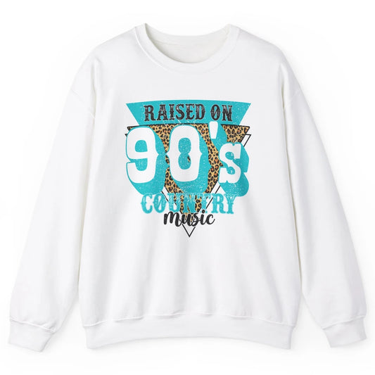 Retro Leopard Raised On 90s Country Music Western Cowgirl Unisex Crewneck Sweatshirt
