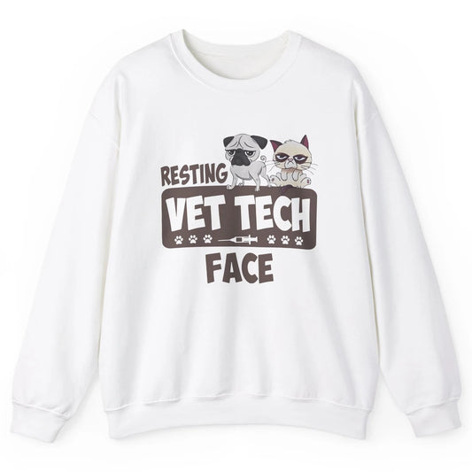 Resting Vet Tech Animal Face Nurse Veterinarian Dog Cat Paw Unisex Crewneck Sweatshirt