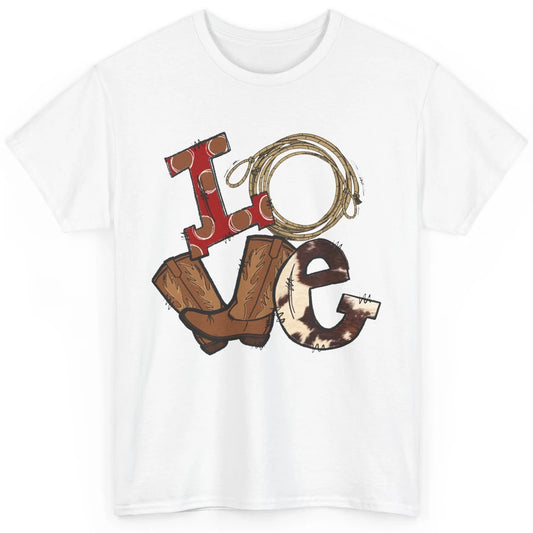 Retro Love Rodeo Cowboy Boots Lasso Western Country Cowgirl Classic Unisex T-Shirt
