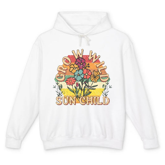 Retro Grow Wild Sun Child 70s Aesthetic Boho Western Summer Unisex Lightweight Hoodie