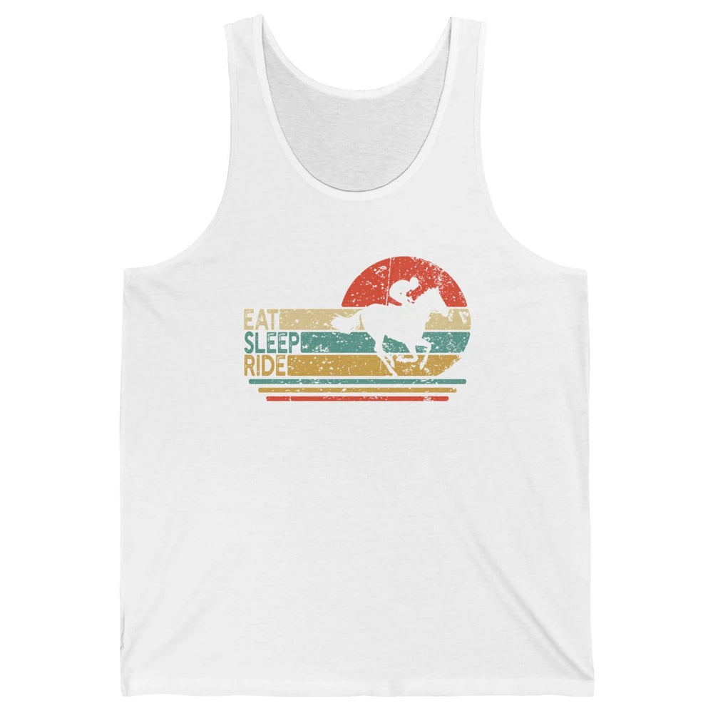 Retro Cowboy Riding Horse Eat Sleep Ride Western Cowgirl Unisex Jersey Tank