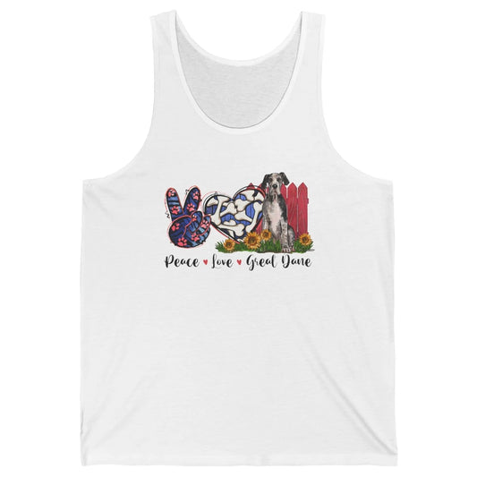 Peace Love Great Dane Sunflower Dog Mom Western Dog Mama Unisex Jersey Tank