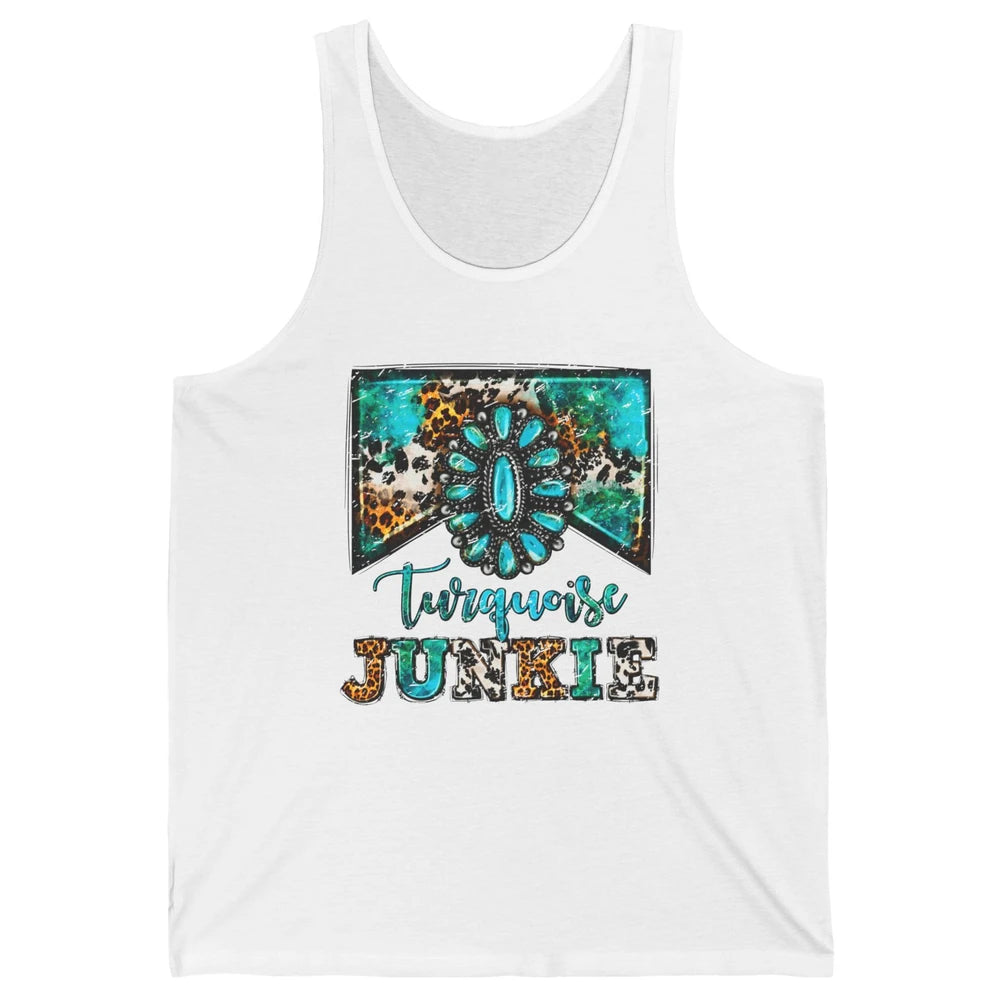 Retro Leopard Turquoise Junkie Gemstone Western Country Unisex Jersey Tank