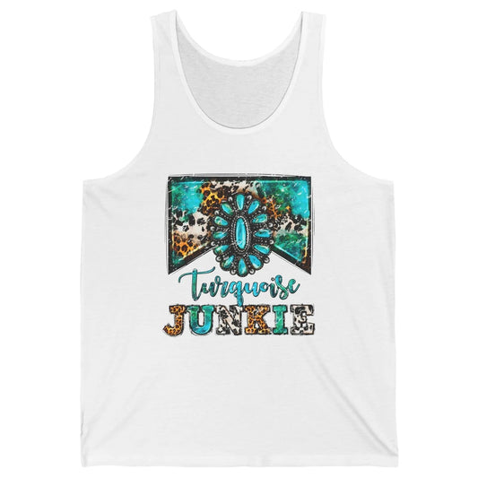 Retro Leopard Turquoise Junkie Gemstone Western Country Unisex Jersey Tank