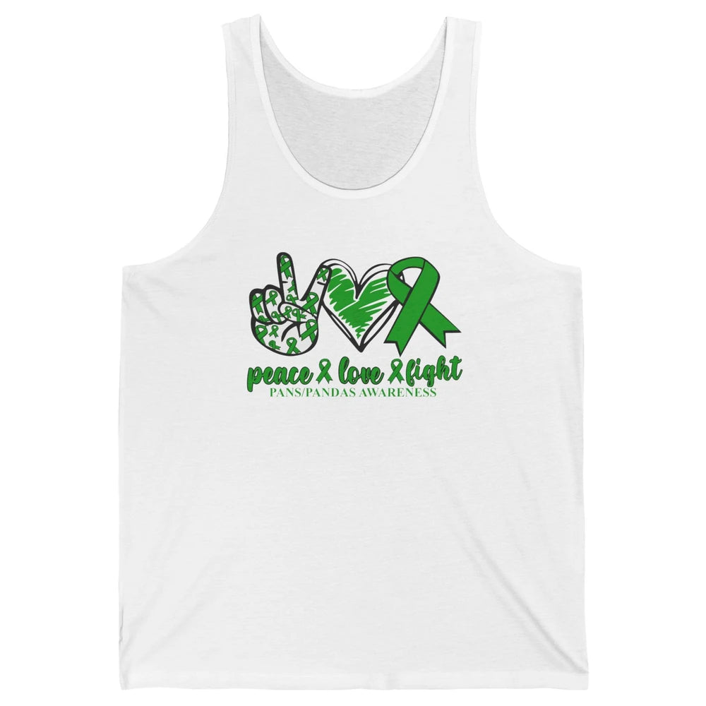 PANS/PANDAS Awareness Green Ribbon Peace Love Cure Unisex Jersey Tank