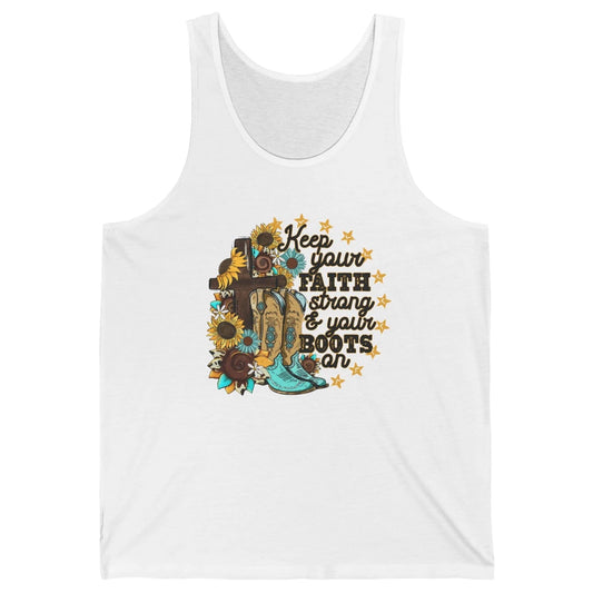 Christian Cowgirl Keep Your Faith Strong Boots On Religious Unisex Jersey Tank