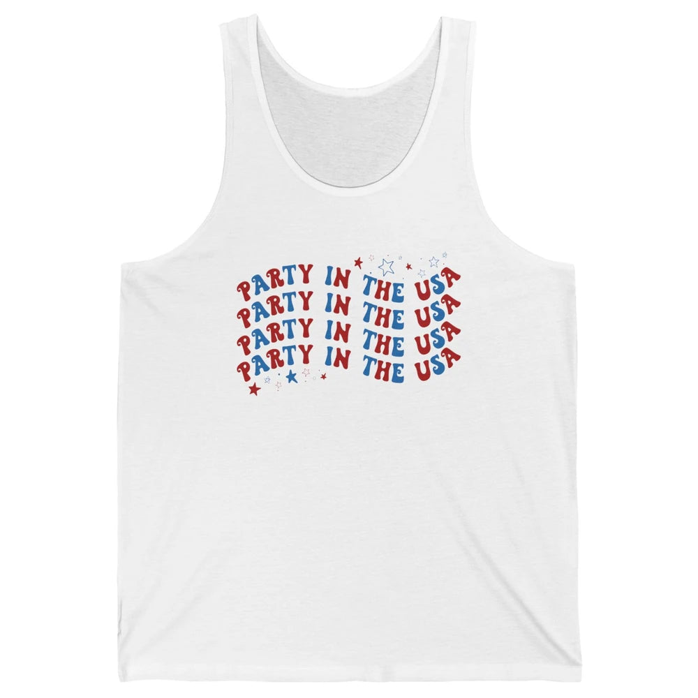 Retro July 4th Party In The USA Stripe Star American Patriot Unisex Jersey Tank